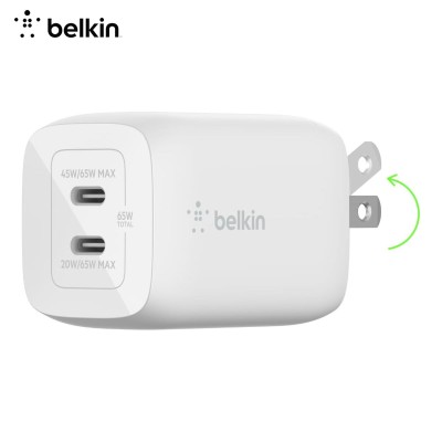 Cargador Belkin Dual de Pared USB-C - PD - PPS - 65 W